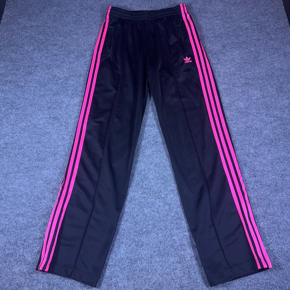 Adidas Originals Women Black Pink 3 Stripe Trefoil Track Pants Y2K Medium